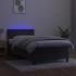 Cama box spring colchón y LED terciopelo gris oscuro 90x190