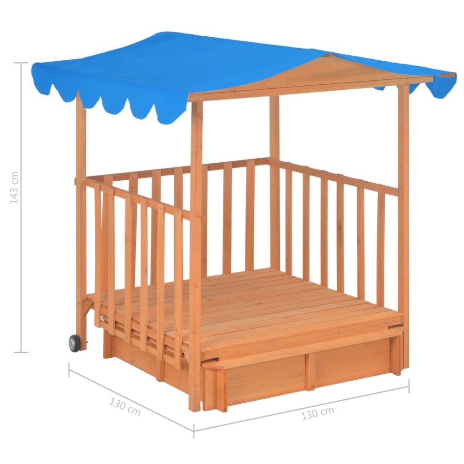 Casa de juegos para niños con arenero madera abeto azul