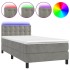 Cama box spring colchón y LED terciopelo gris claro 100x200