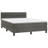 Cama box spring colchón y LED terciopelo gris oscuro 140x190