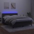 Cama box spring colchón y LED terciopelo gris oscuro 140x190