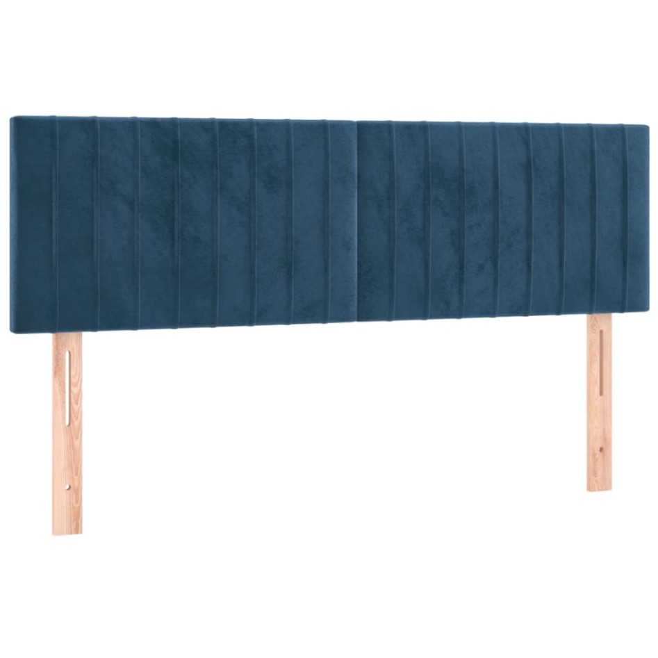 Cama box spring colchón y LED terciopelo azul oscuro 140x190