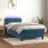 Cama box spring colchón y LED terciopelo azul oscuro 90x190