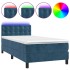Cama box spring colchón y LED terciopelo azul oscuro 90x190