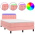 Cama box spring colchón y LED terciopelo rosa 120x200