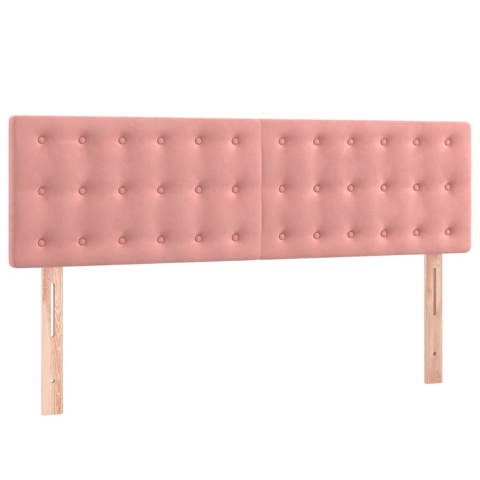 Cama box spring colchón y LED terciopelo rosa 140x200