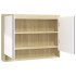 Armario de baño con espejo MDF blanco y roble 80x15x60