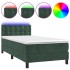Cama box spring colchón y LED terciopelo verde oscuro 80x200
