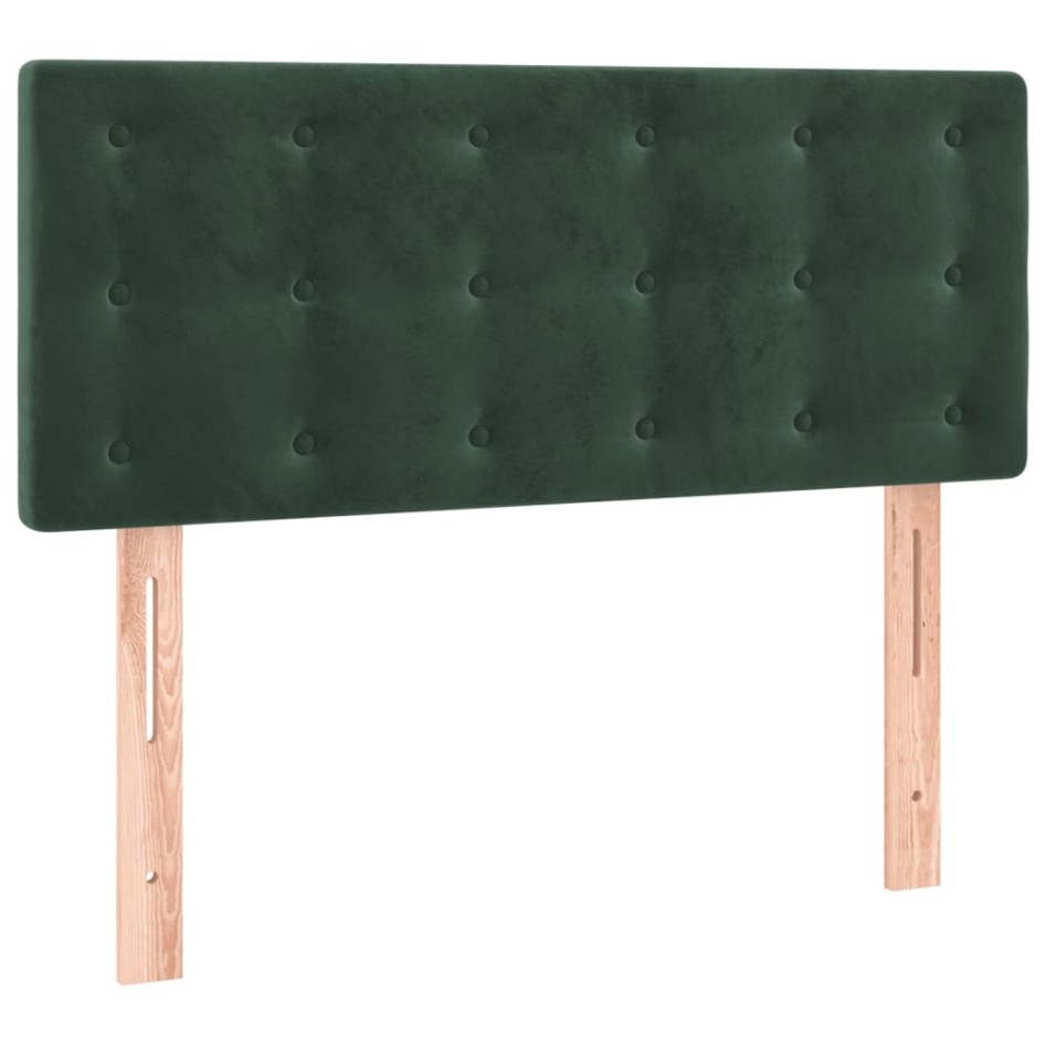 Cama box spring colchón y LED terciopelo verde oscuro 80x200