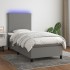 Cama box spring colchón y luces LED tela gris oscuro 90x190