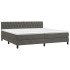 Cama box spring colchón y LED terciopelo gris oscuro 200x200