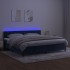 Cama box spring colchón y LED terciopelo azul oscuro 200x200