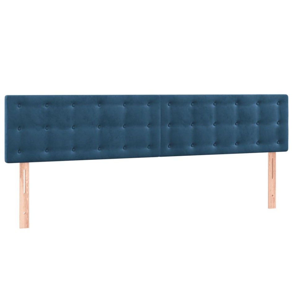 Cama box spring colchón y LED terciopelo azul oscuro 200x200