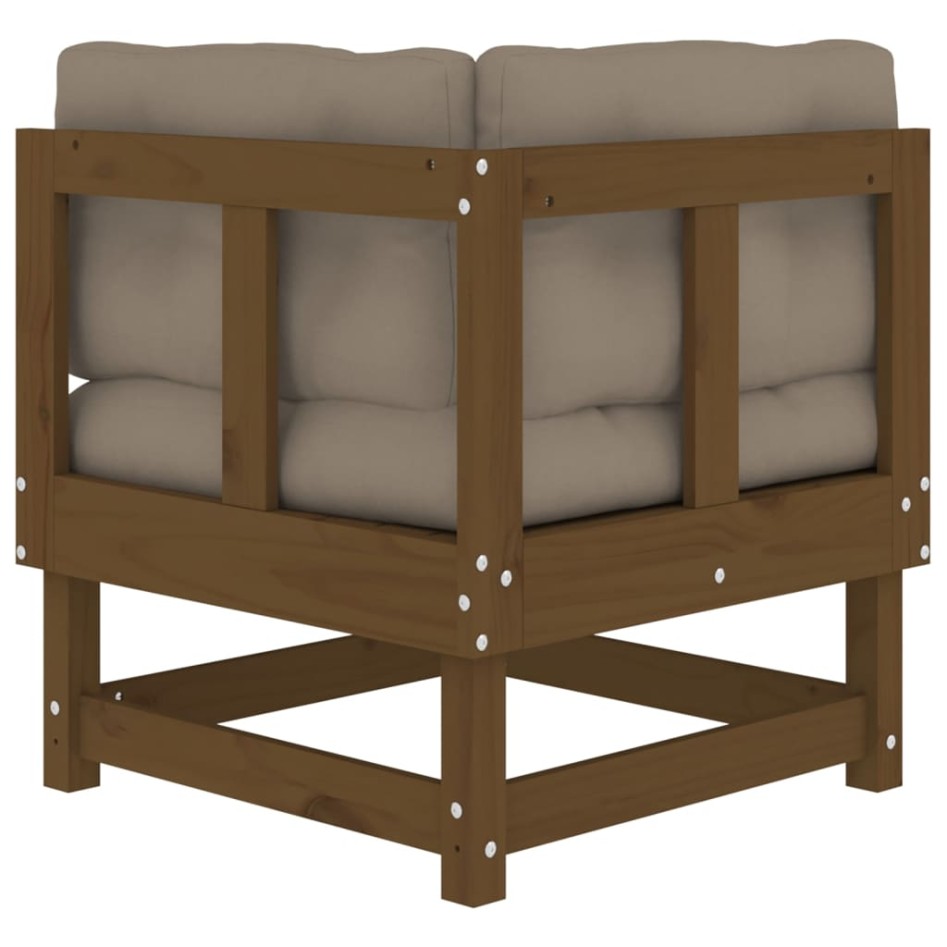 Sofás esquineros y cojines 2 uds madera maciza pino marrón