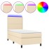 Cama box spring colchón y luces LED tela color crema 90x190