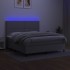 Cama box spring colchón y luces LED tela gris claro 180x200