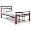 Estructura de cama metal y madera maciza de roble 90x200 cm
