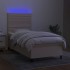 Cama box spring colchón y luces LED tela crema 80x200