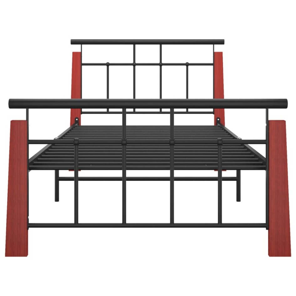 Estructura de cama metal y madera maciza de roble 90x200