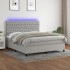 Cama box spring colchón y luces LED tela gris claro 160x200