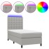 Cama box spring colchón y luces LED tela gris claro 100x200