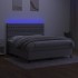 Cama box spring colchón y luces LED tela gris claro 180x200