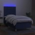 Cama box spring colchón y luces LED tela azul 90x190