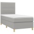 Cama box spring colchón y luces LED tela gris claro 80x200