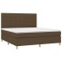 Cama box spring colchón luces LED tela marrón oscuro