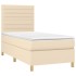 Cama box spring colchón y luces LED tela crema 80x200