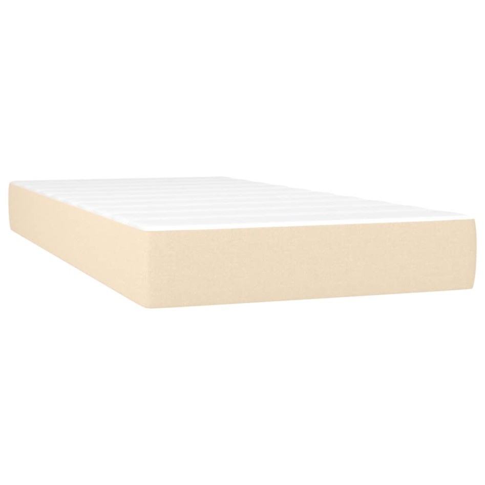 Cama box spring colchón y luces LED tela crema 80x200