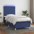 Cama box spring colchón y luces LED tela azul 90x190