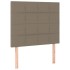 Cama box spring colchón y luces LED tela gris taupe 100x200