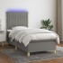 Cama box spring colchón y luces LED tela gris oscuro 80x200