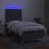 Cama box spring colchón y luces LED tela gris oscuro 80x200