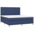 Cama box spring colchón y luces LED tela azul 160x200