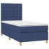 Cama box spring colchón y luces LED tela azul 100x200