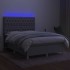 Cama box spring colchón y luces LED tela gris claro 140x200