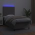 Cama box spring y colchón LED cuero sintético gris 80x200