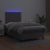 Cama box spring colchón y LED cuero sintético gris 120x200