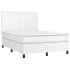Cama box spring colchón y LED cuero sintético blanco 140x190