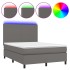 Cama box spring colchón y LED cuero sintético gris 140x200
