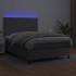 Cama box spring colchón y LED cuero sintético gris 140x200