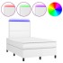 Cama box spring colchón y LED cuero sintético blanco 120x200