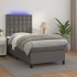 Cama box spring y colchón LED cuero sintético gris 90x190