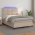 Cama box spring colchón LED cuero sintético capuchino
