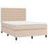 Cama box spring colchón LED cuero sintético capuchino