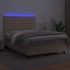 Cama box spring colchón LED cuero sintético capuchino