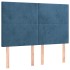 Cama box spring colchón y LED terciopelo azul oscuro 140x200