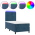 Cama box spring colchón y LED terciopelo azul oscuro 80x200